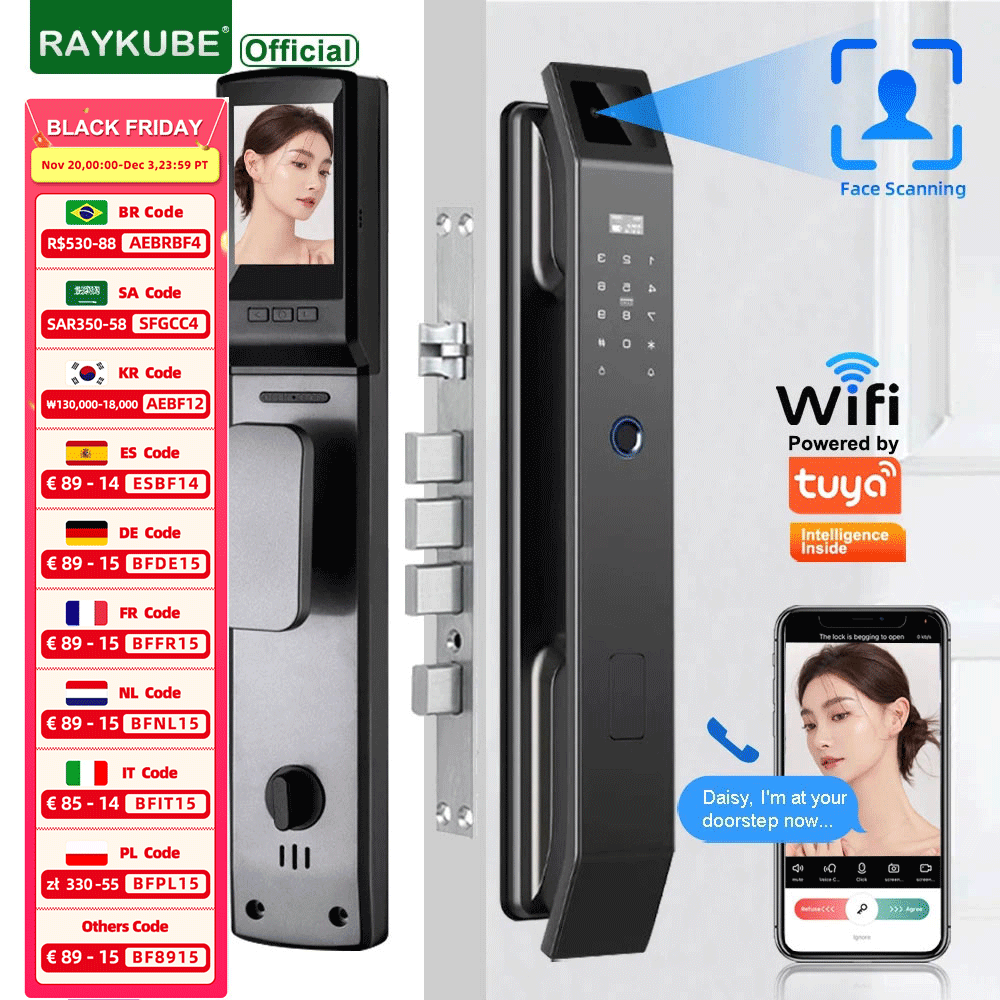 RAYKUBE DF14 Tuya WiFi 3D Face - đánh giá và giá Smart Home Door Lock